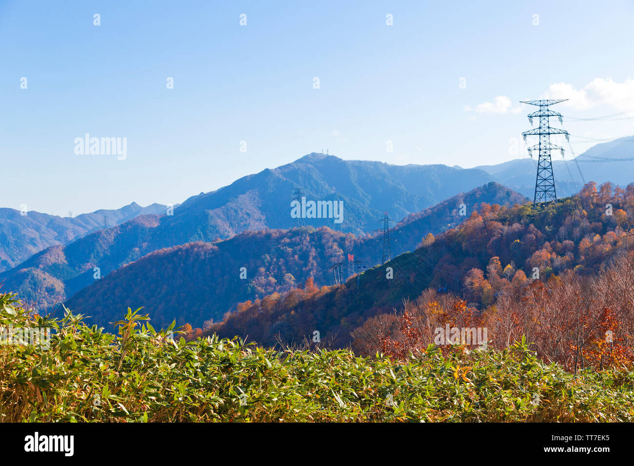 Dragondola Seilbahn ist die Japan längste Gondelbahn "ragondola" hat eine Länge von 5,481 m. Stockfoto