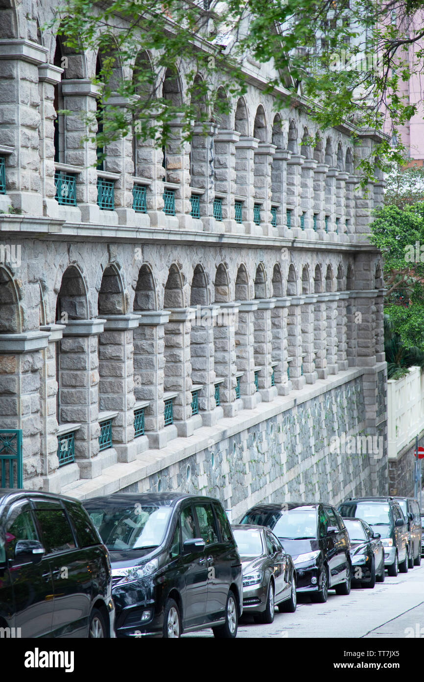 Fassade der Alten psychiatrischen Klinik, Sai Ying Pun, Hong Kong Island, Hong Kong Stockfoto