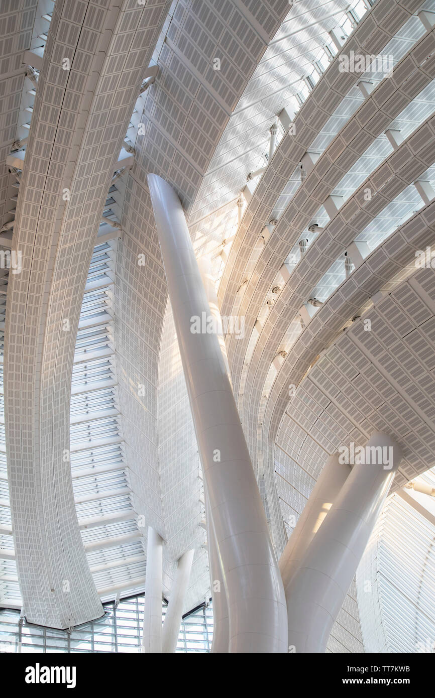 Innenraum von West Kowloon High Speed Rail Station, West Kowloon, Hong Kong Stockfoto