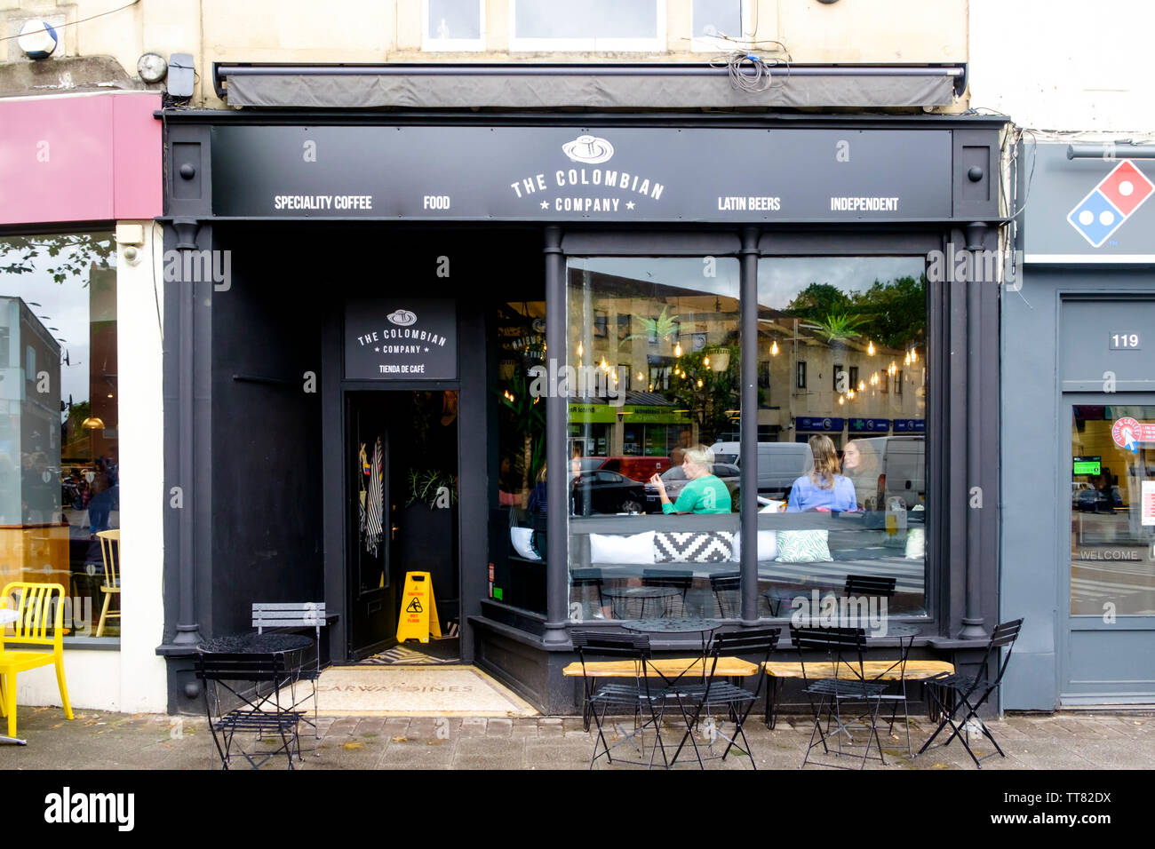 Um die Clifton Downs Bereich von Bristol. Der kolumbianischen Firma cafe bar. Stockfoto