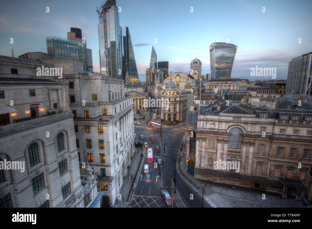 Luftaufnahme der Stadt London in der Nähe von Mansion House Stockfoto