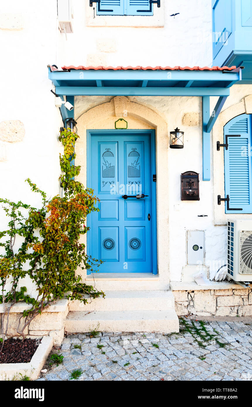 Tür eines Hauses, Alacati, Cesme, Izmir, Türkei Stockfoto