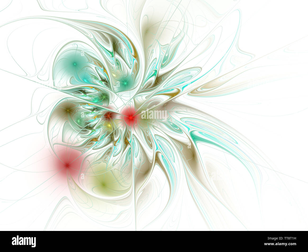 Fractal Abbildung: Heller Hintergrund mit floralen Ornament. Kreative Element für Design. Fraktale Blume von mathematischen Algorithmus erzeugt. Digitale artwor Stockfoto