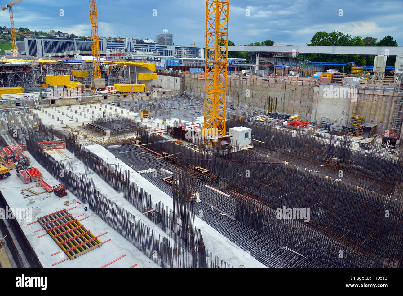 Baustelle von Stuttgart 21, eine umstrittene große Investitionsvorhaben im Bereich der städtischen Entwicklung, Infrastruktur und Transport Projekt im Stadtzentrum Stockfoto