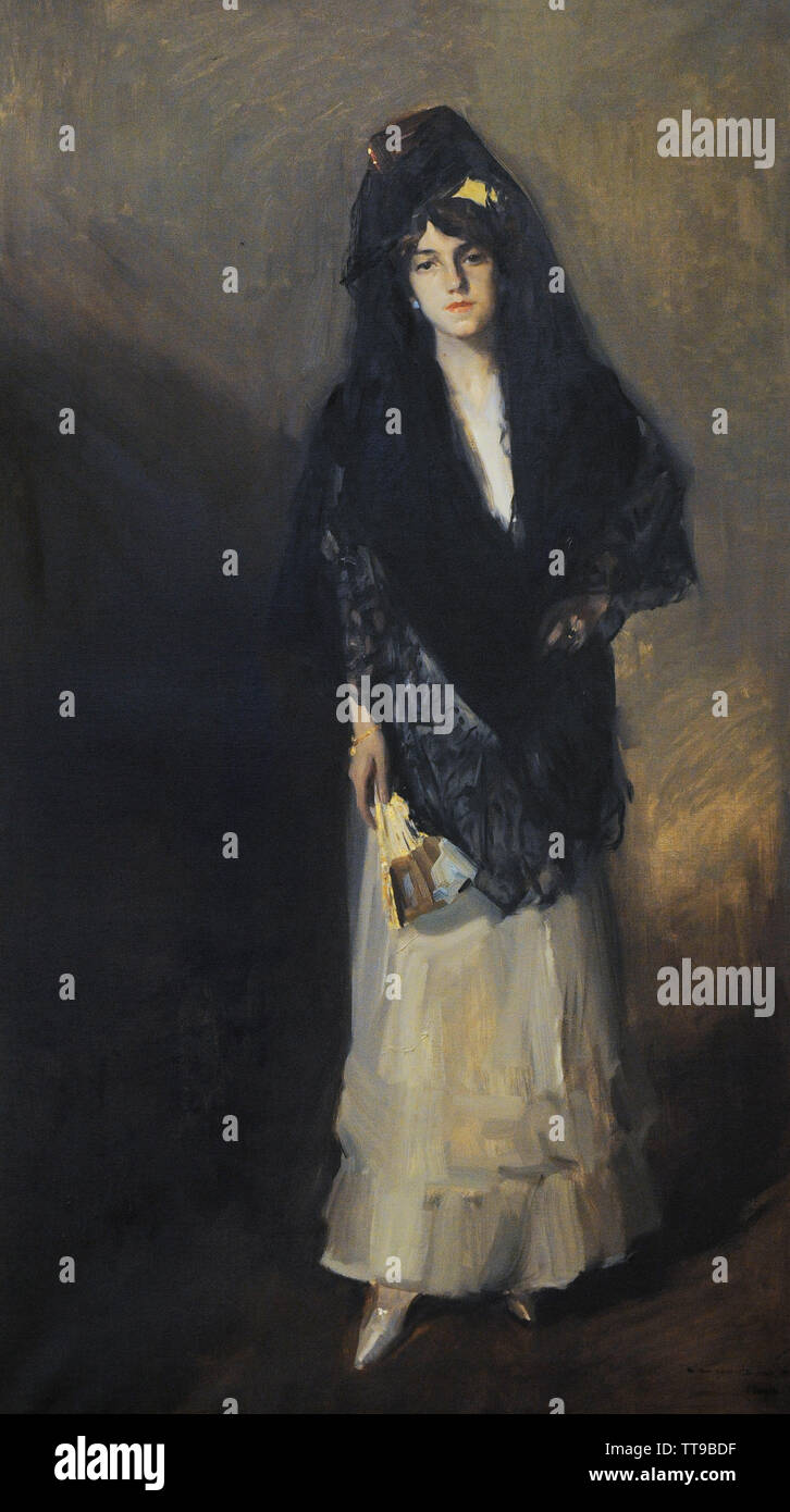 Joaquin Sorolla y Bastida (1863-1923). Spanischer Maler. Maria mit Mantilla (Maria mit MANTILLA), 1910. Öl auf Leinwand, 207 x 118 cm. Sorolla Museum. Madrid. Spanien. Stockfoto