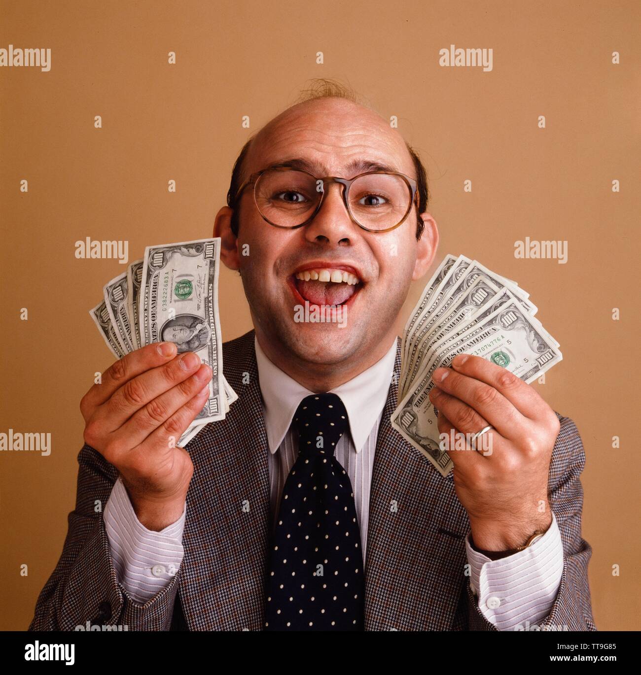 Mann mit viel Geld Stockfoto