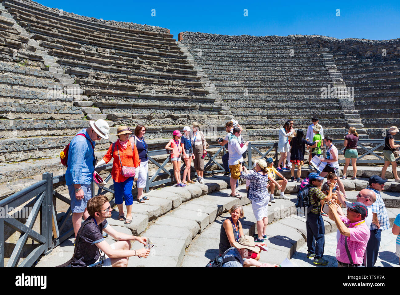 Pompeji, eine antike römische Stadt in der Nähe von modernen Neapel in der Region Kampanien, die unter 4 bis 6 m von vulkanischer Asche und Bimsstein, in der er begraben wurde. Stockfoto