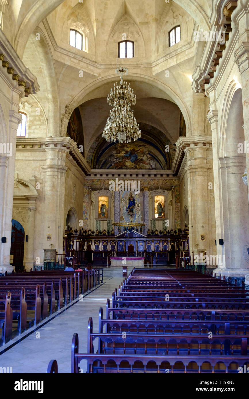 Interieur von La Catedral de la Virgen, Maria de la Concepcion Inmaculada de Habana Stockfoto
