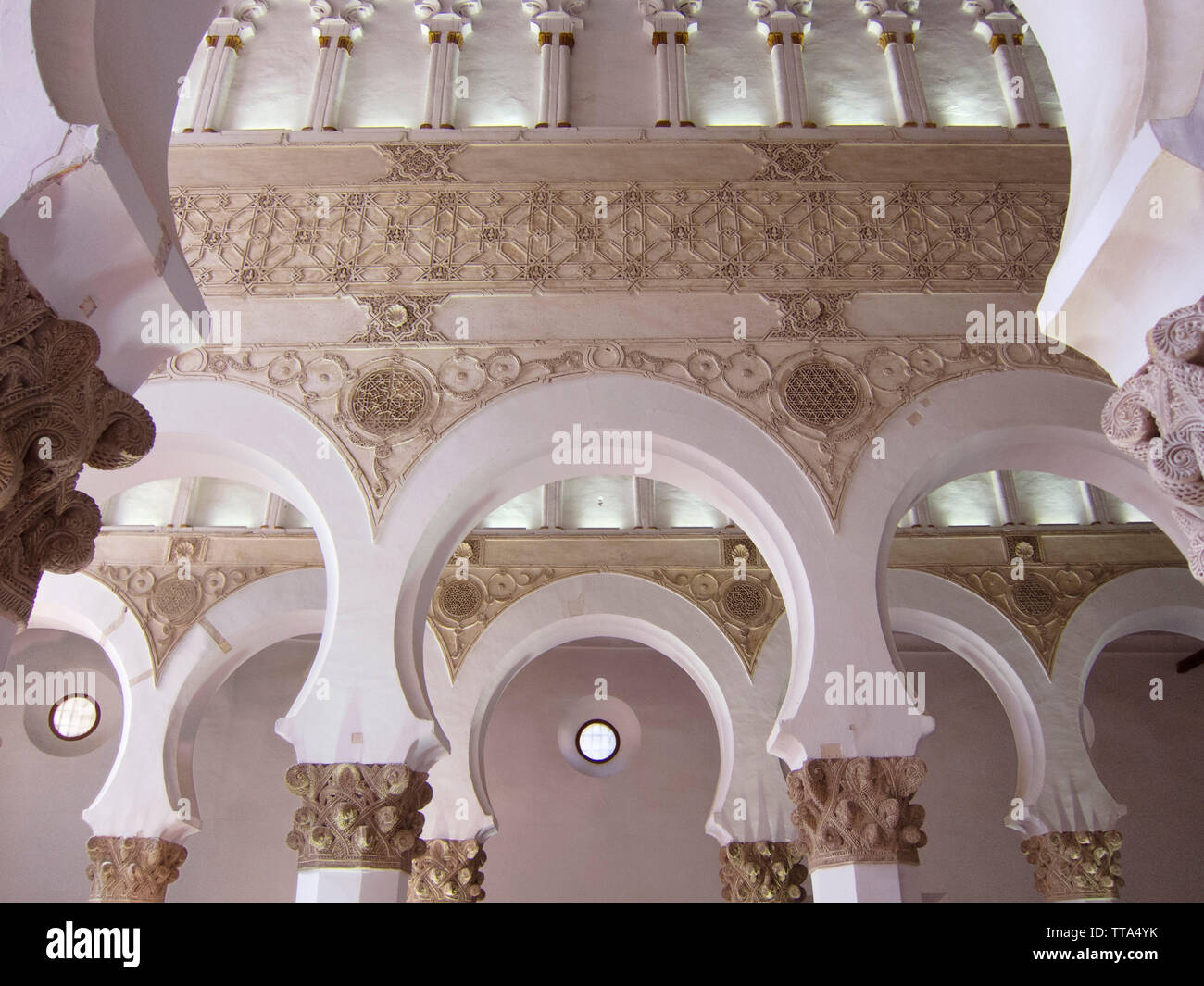 Synagoge von Santa Maria la Blanca. Älteste Synagoge noch in Europa. Toledo, Spanien. Stockfoto