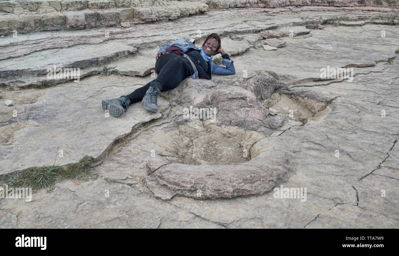 Dinosaur Footprint in Torotoro Nationalpark, Torotoro, Bolivien Stockfoto