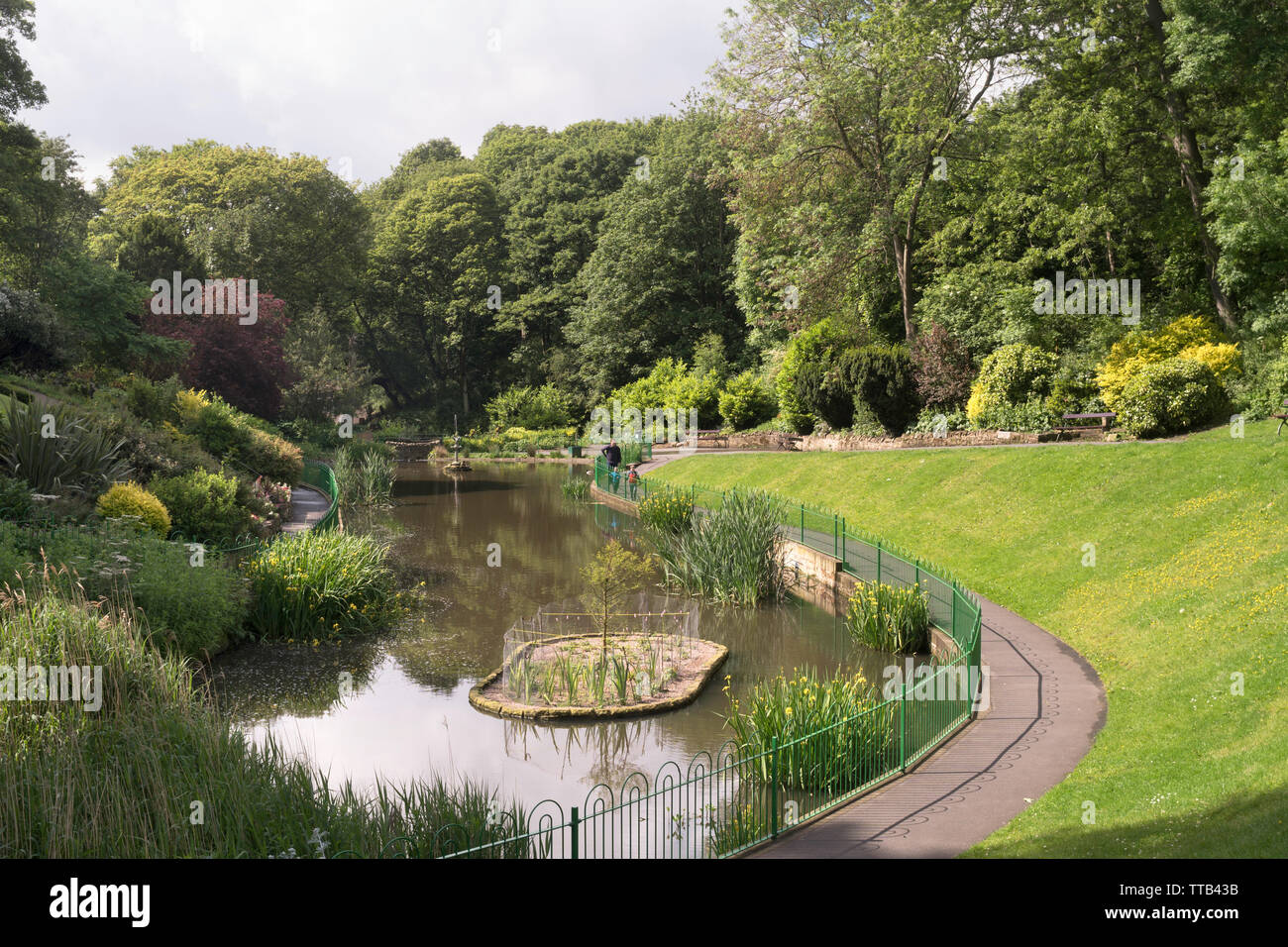 See im späten 19. Jahrhundert Northumberland Park in North Shields, North East England, Großbritannien Stockfoto