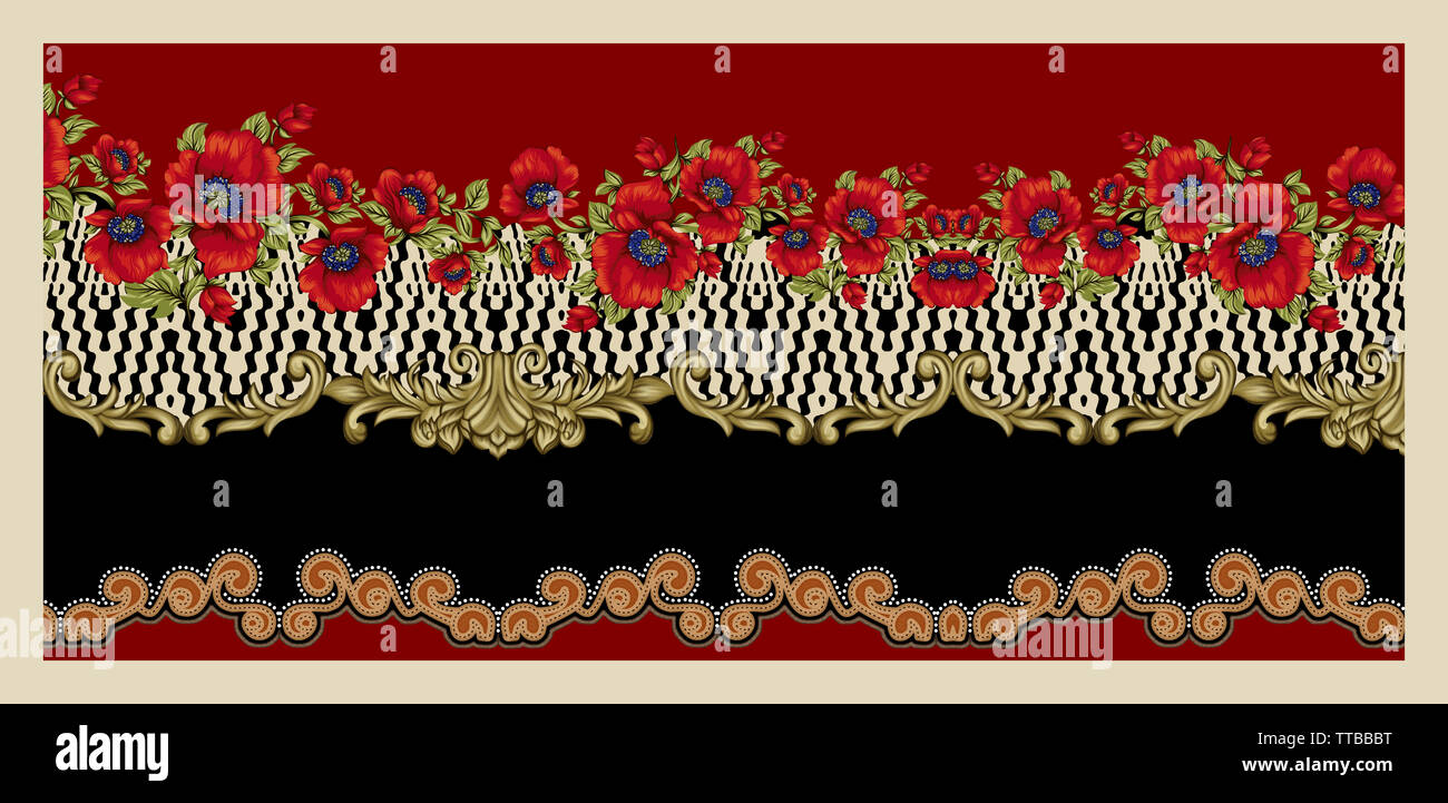 Textildruck Mogul Art Miniatur-Illustration für Digitaldruck Stockfoto