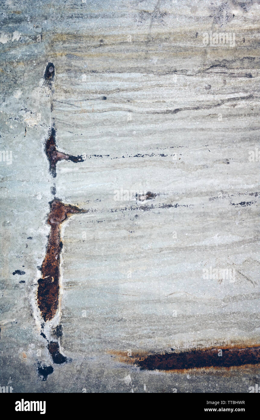 Bild von einem Kratzer und Flecken an der Wand, Farbe getonte Abstrakt Hintergrund oder Textur. Stockfoto