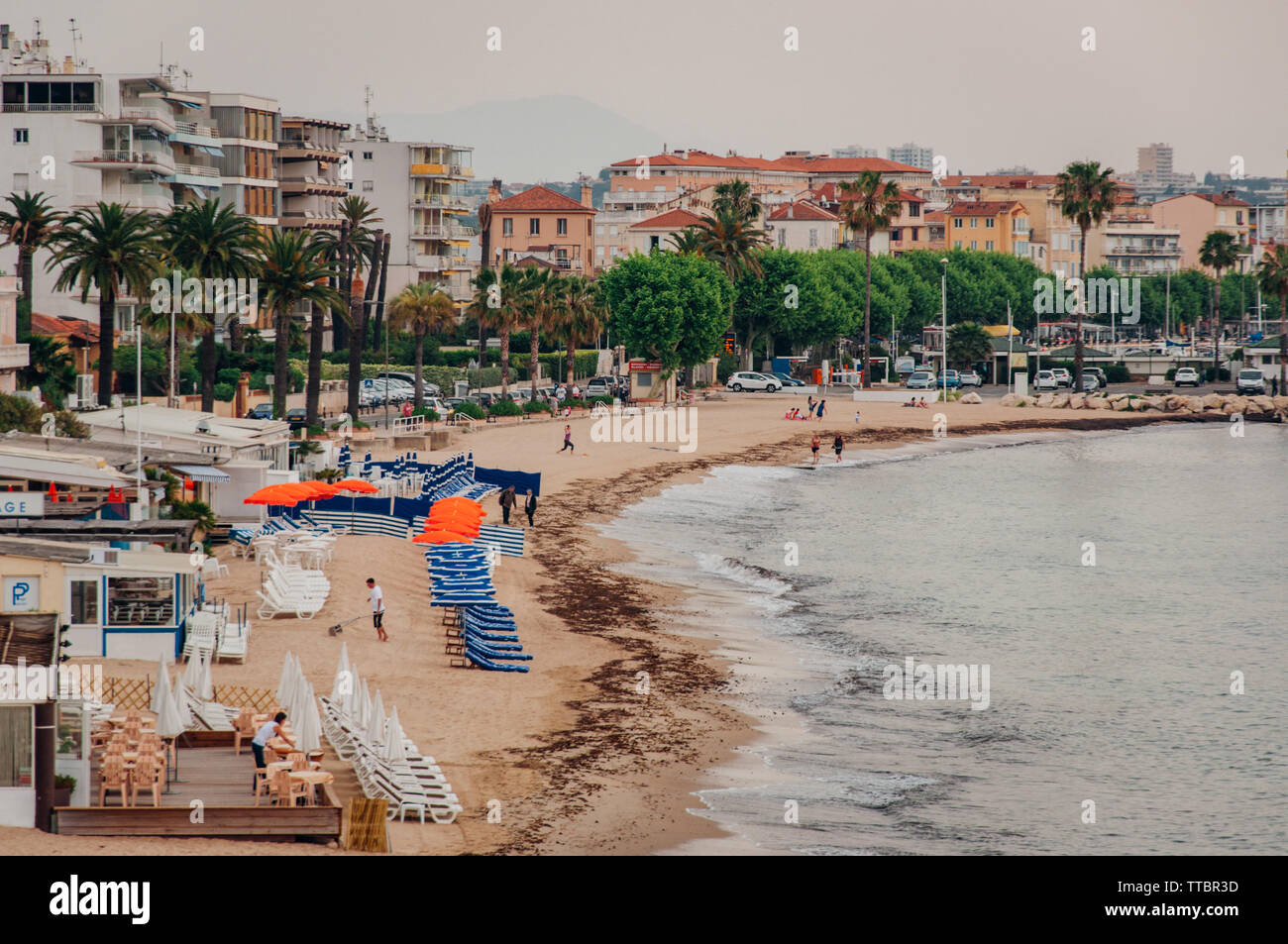 Strand in Golfe-Juan - Vallauris, Frankreich Stockfoto