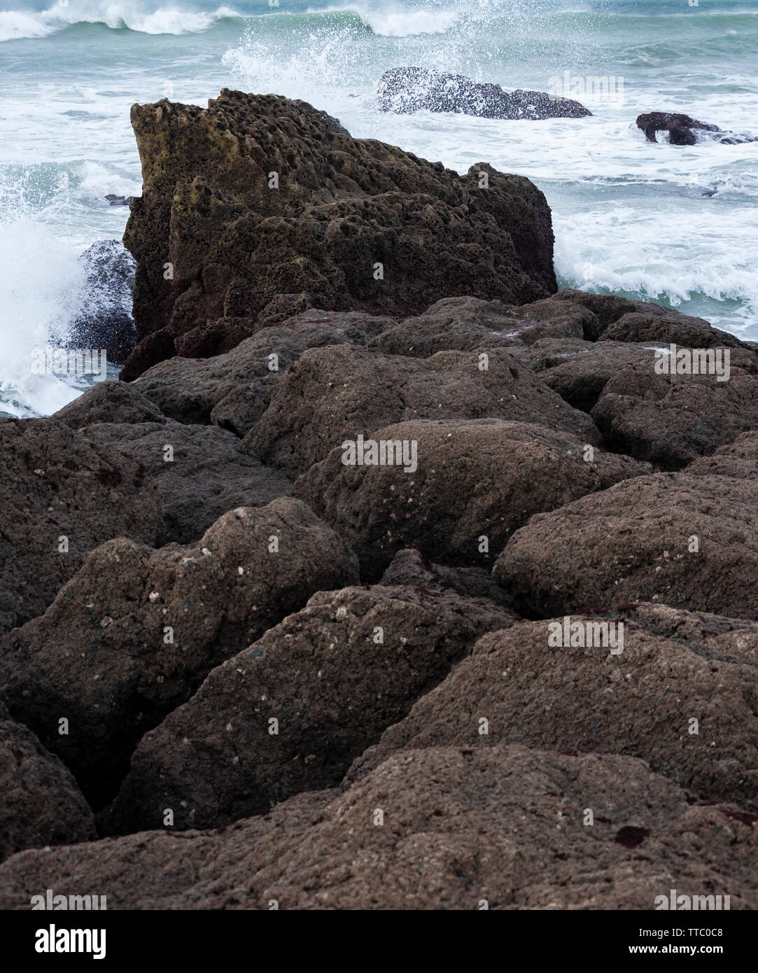 Strand von Biarritz, Frankreich: Malerische Stadt am Atlantik, in der Bucht von Biskaya. Aquitaine tourist resort für seine balsamische Luft bekannt. Stockfoto