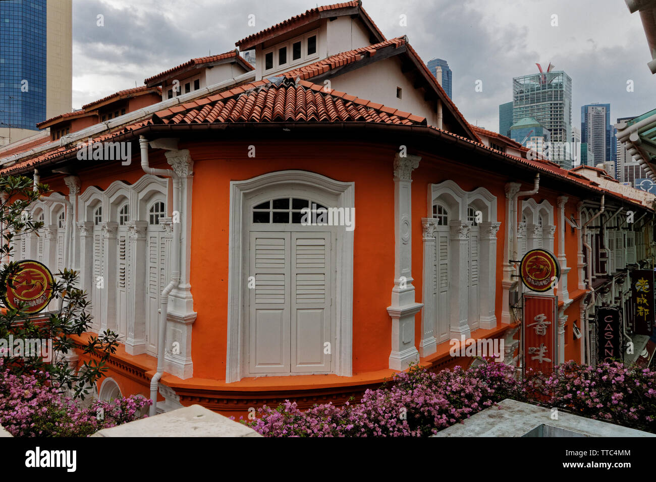 Pagoda Street, Singapur, Blick von der Treppe. Stockfoto