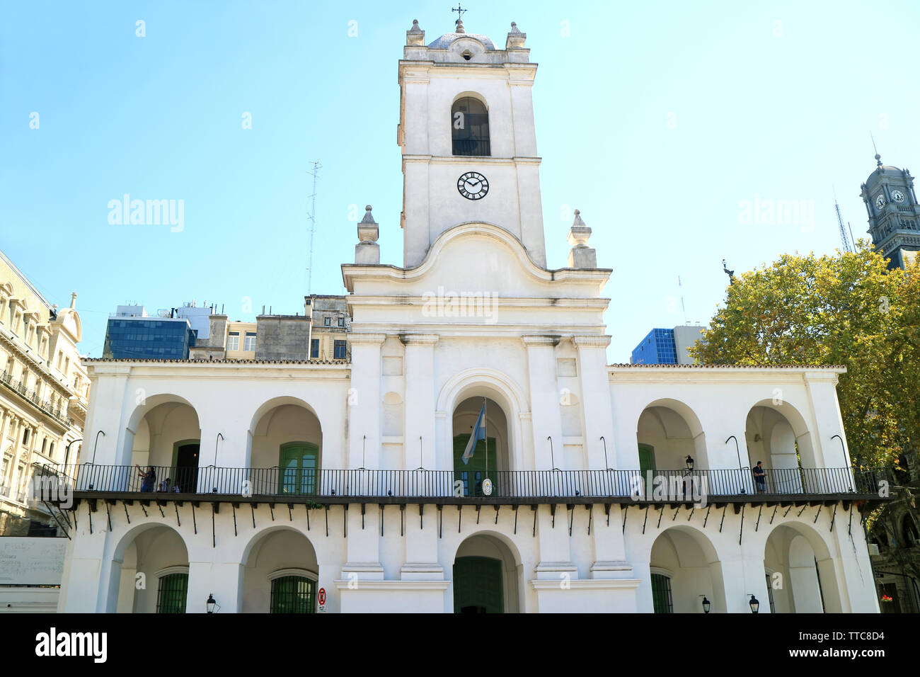 Fassade des Cabildo, beeindruckende historische Gebäude aus der Kolonialzeit für den Öffentlichen Dienst, Buenos Aires, Argentinien, Südamerika verwendet Stockfoto