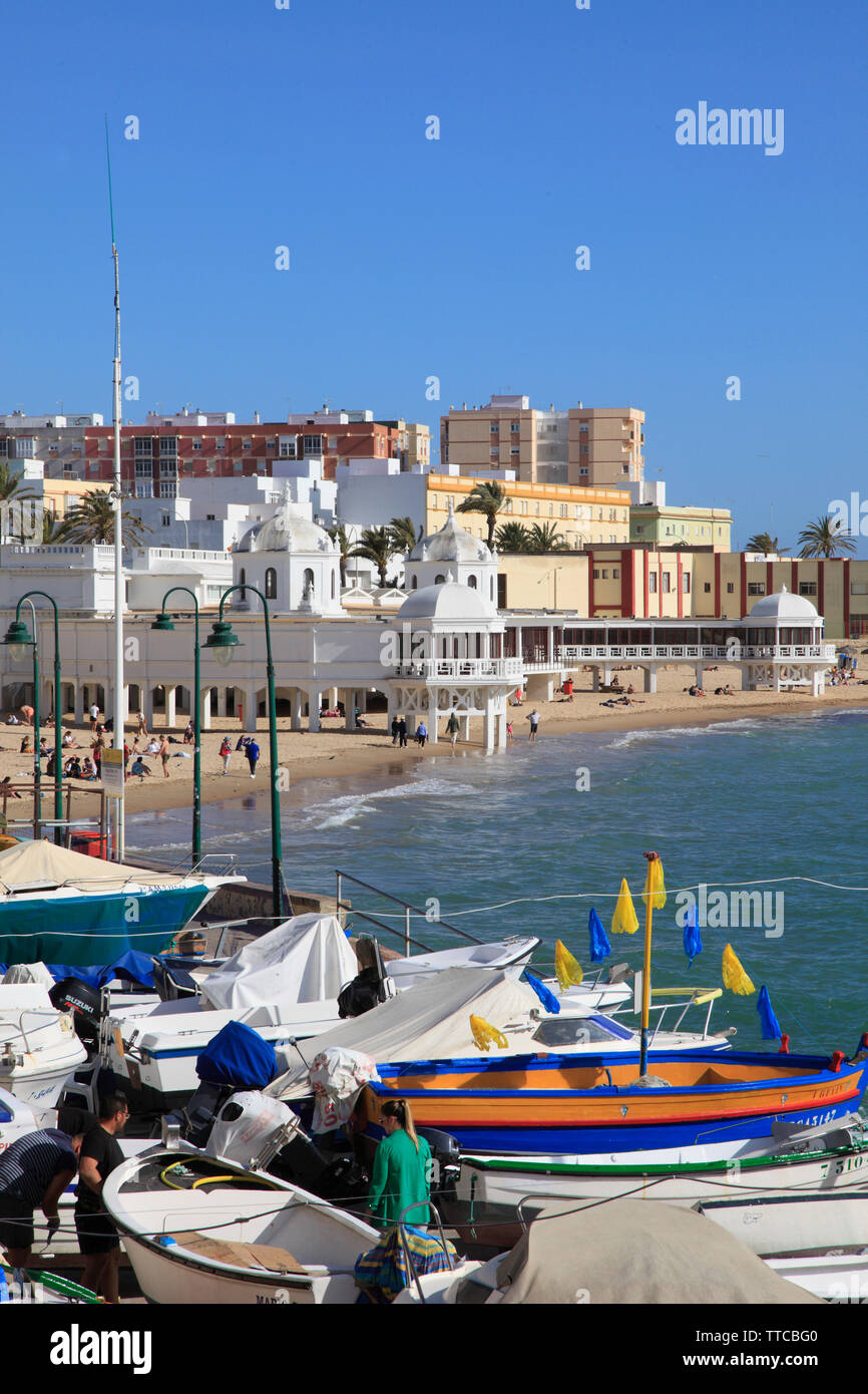 Spanien, Andalusien, Cadiz, Playa de la Caleta, Strand, Stockfoto