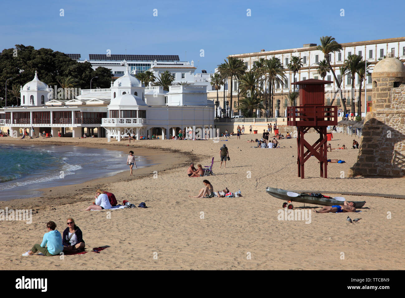 Spanien, Andalusien, Cadiz, Playa de la Caleta, Strand, Stockfoto