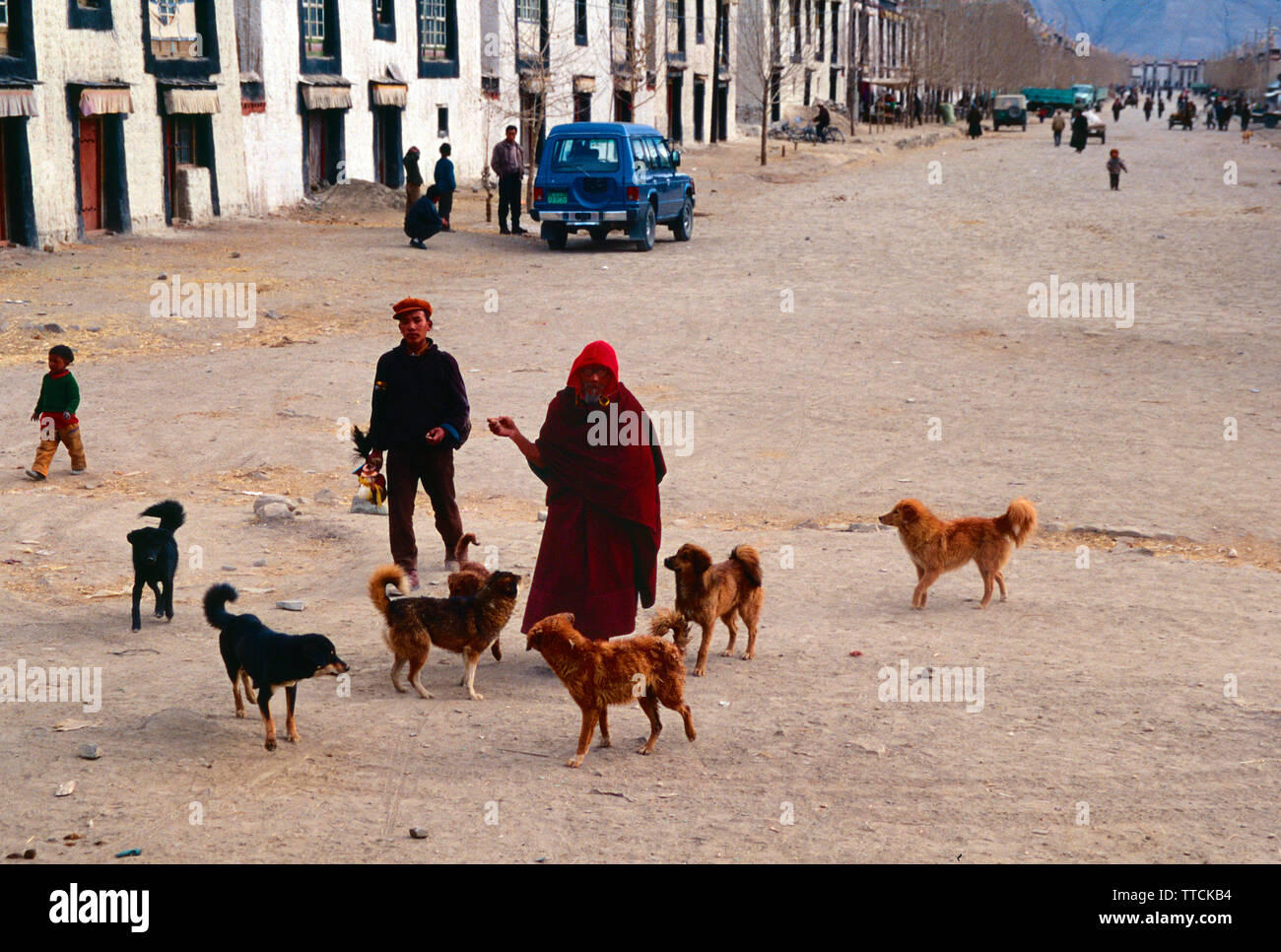 Der tibetische Mönch, Alte Gyantse Tibet Stockfoto