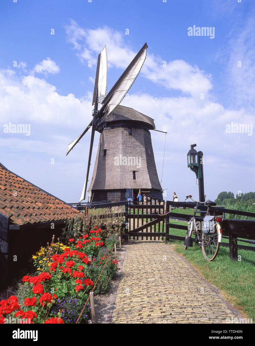 Die Wassermühle aus dem 17. Jahrhundert Museum, Schermerhorn, Alkmaar, Noord-Holland, Königreich der Niederlande Stockfoto