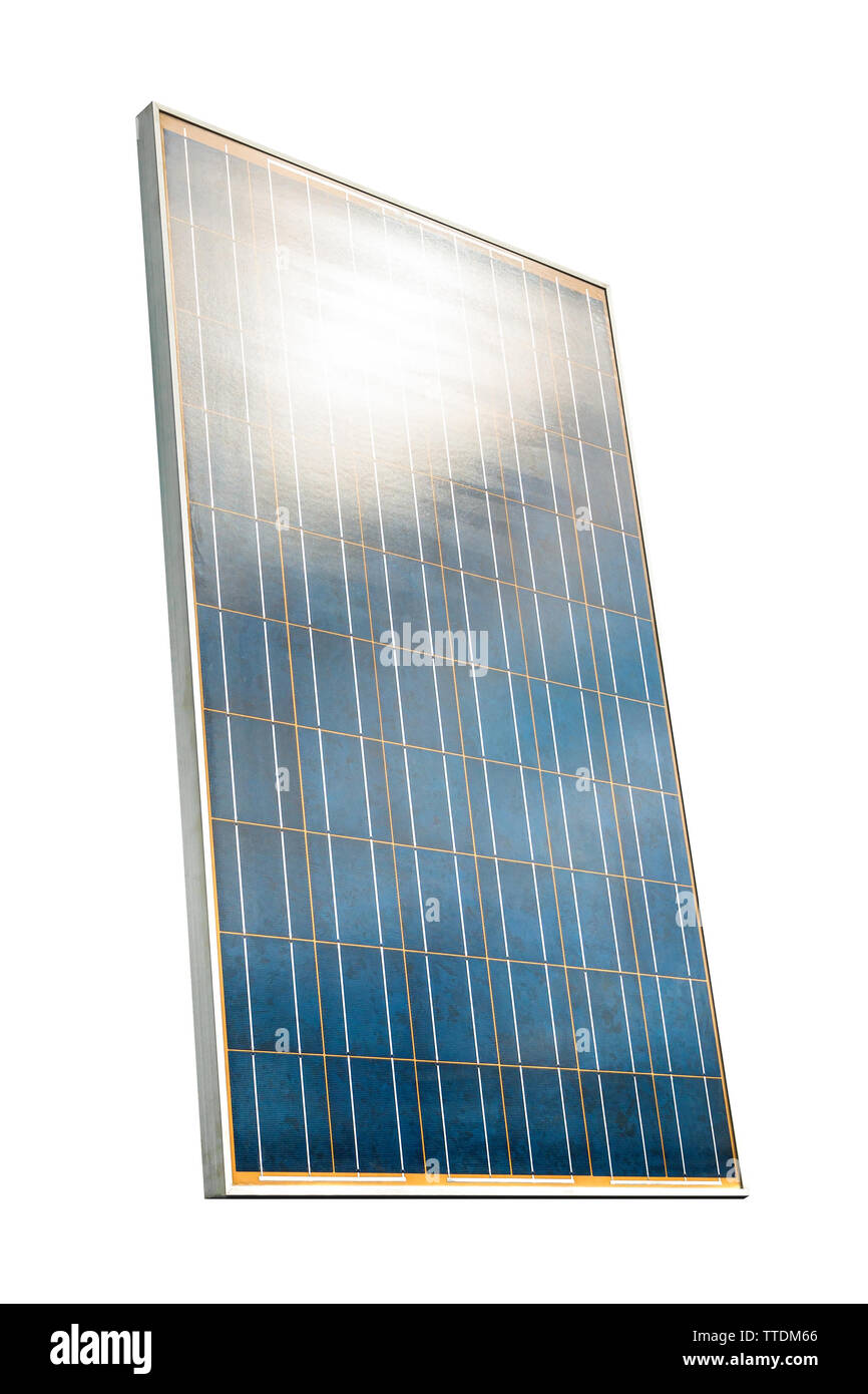 Solar Panel isoliert auf weißem Hintergrund mit Freistellungspfad Stockfoto