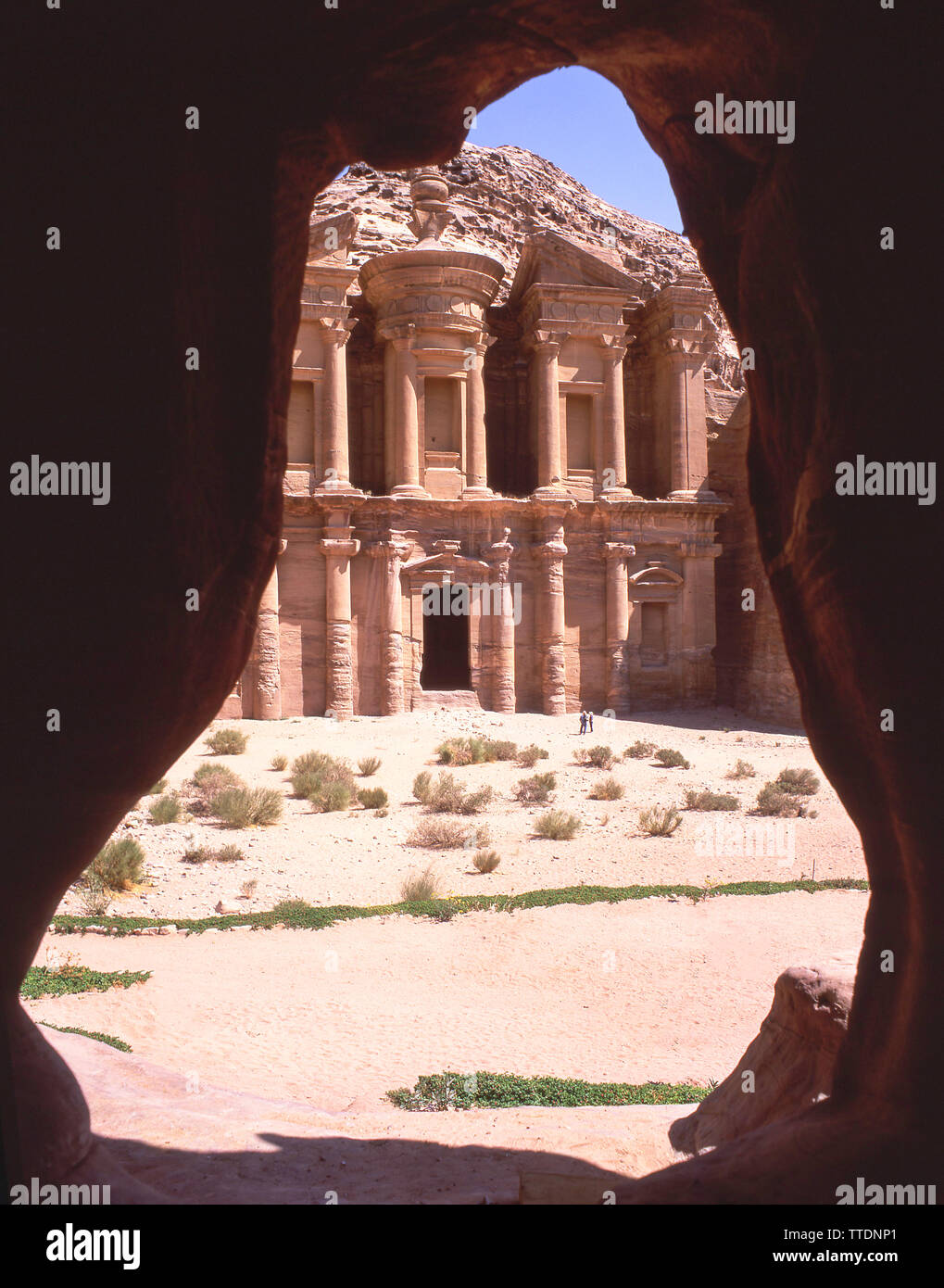 Der Deir Kloster Fassade, die antike Stadt Petra, Maan, Königreich Jordanien Stockfoto