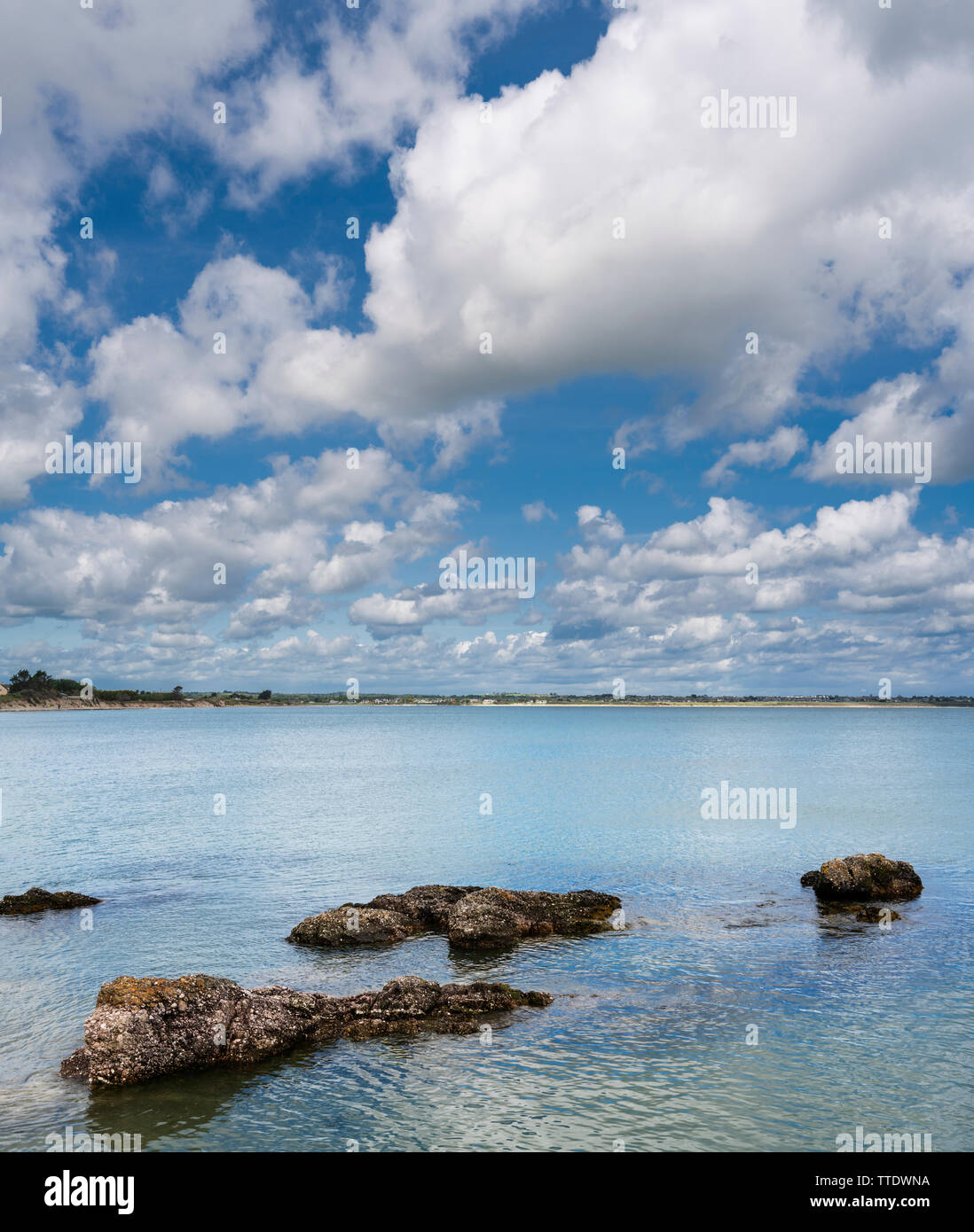 Auf der Suche nach Norden an der Küste entlang an Portrane, County Dublin, Irland Stockfoto