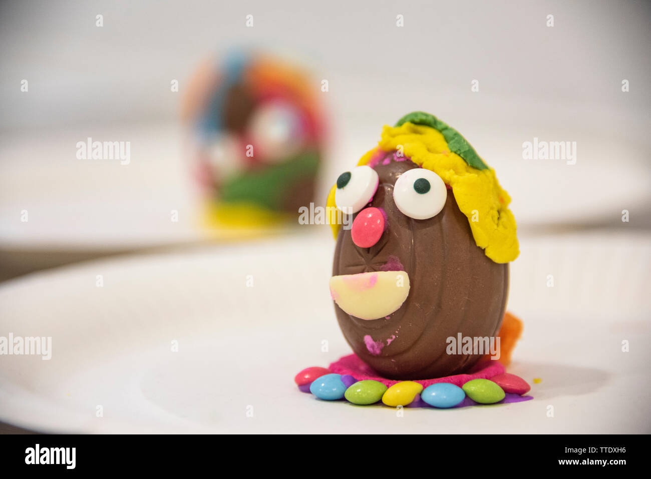 Dekoriert Creme Eier aus einem Wettbewerb Stockfoto