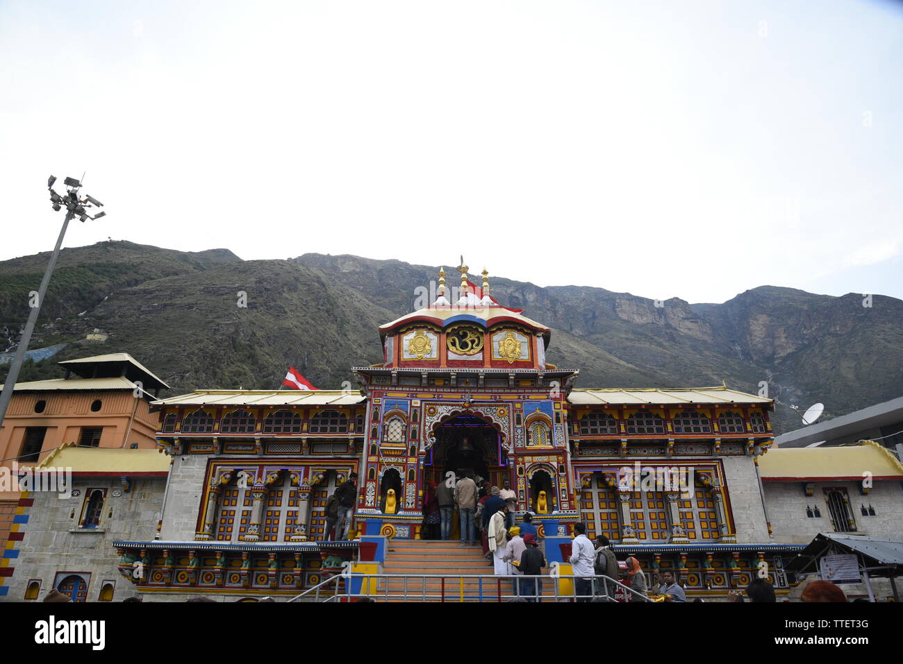 Heiligen Ort Lord Vishnu Badrinath Tempel 2019, Badrinath Stadt, Chamoli Bezirk, Uttrakhand, Indien, Asien Stockfoto