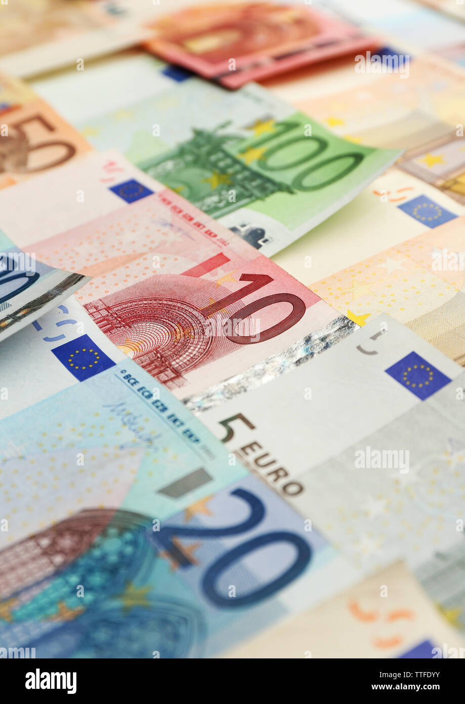 Hintergrund der Euro-Banknoten Stockfoto