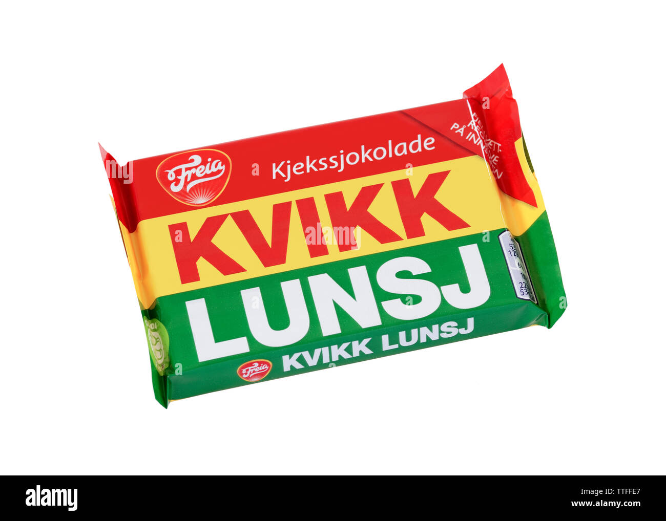Freia Kvikk Lunsj, norwegische Version der Kitkat Stockfoto