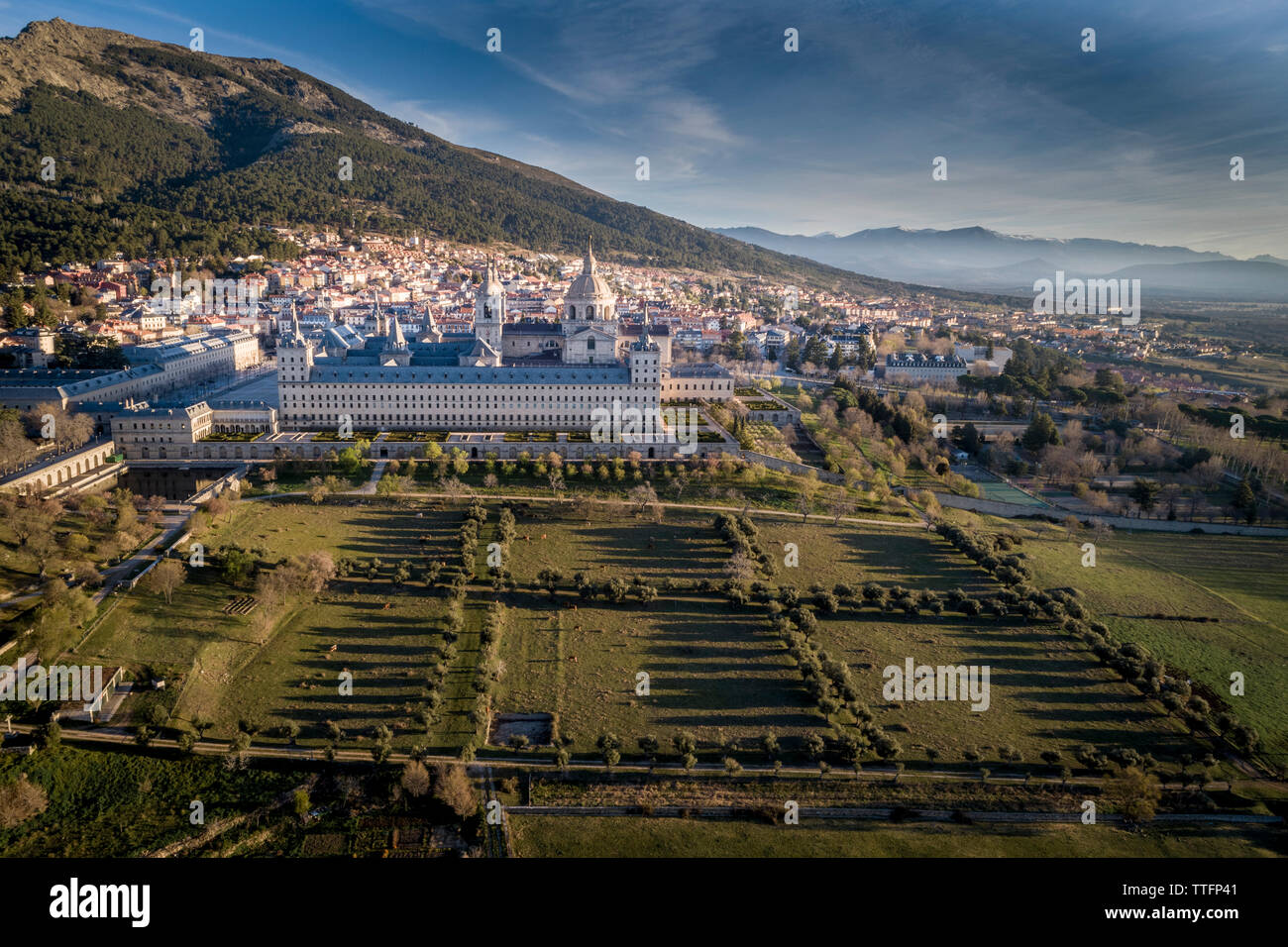 Luftaufnahme des Kloster von El Escorial Madrid Spanien Stockfoto