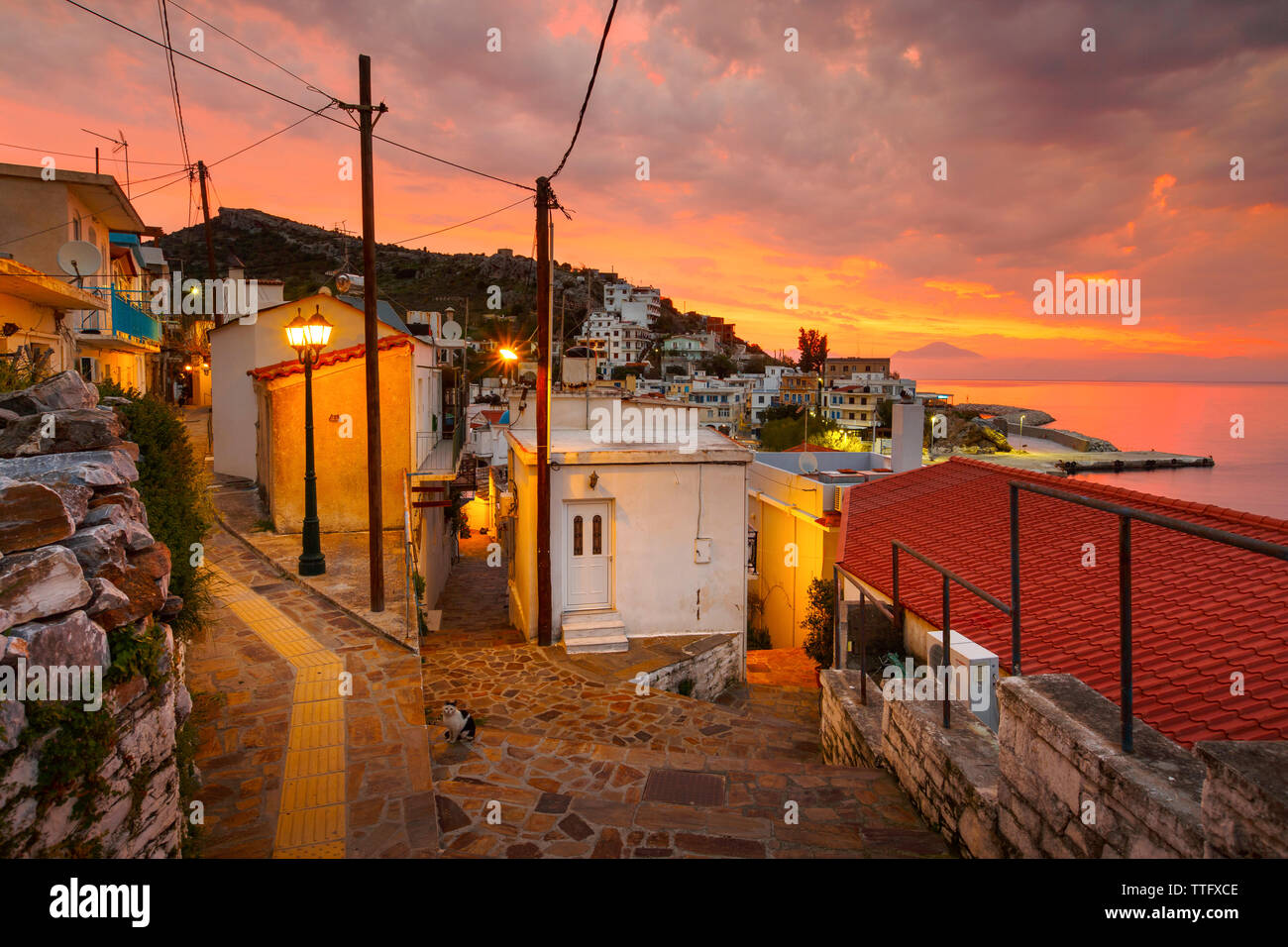 Agios Kirikos Dorf auf der Insel Ikaria in Griechenland. Stockfoto