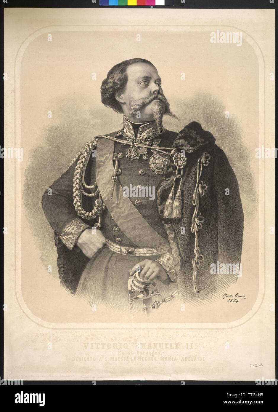Victor Immanuel II., König von Italien, Lithographie von Guido Gonin, Additional-Rights - Clearance-Info - Not-Available Stockfoto