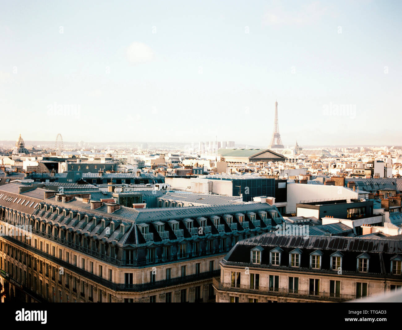 Blick auf Paris von der Dachterrasse der Galeries Lafayette Stockfoto