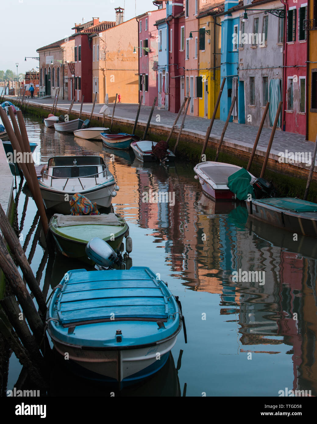 Burano Canal Parken Stockfoto