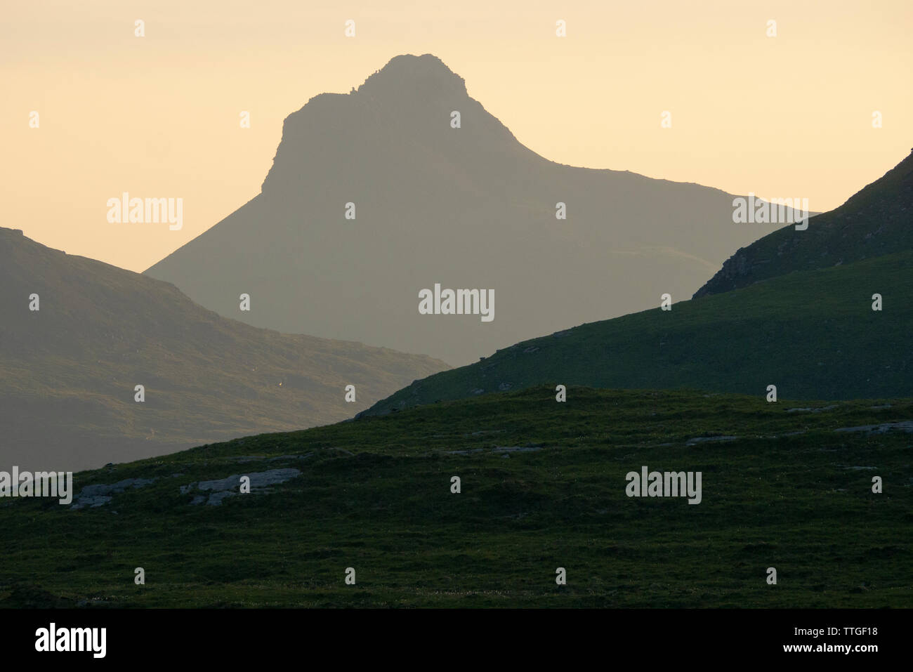 Abendlicher Blick von Stac Pollaidh Sutherland Schottland Großbritannien Stockfoto