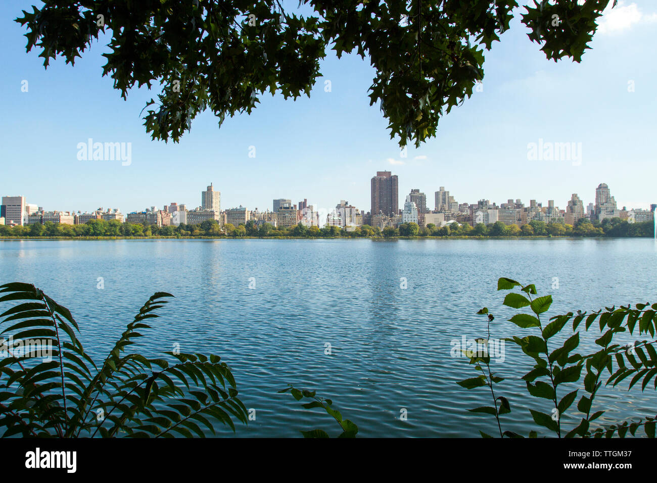 Gebäude von Jacqueline Kennedy Onassis Reservoir in New York City Stockfoto