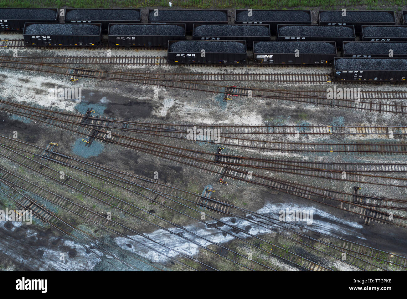 Kohle Autos, Schienen, Zug Island, Detroit, Michigan Stockfoto