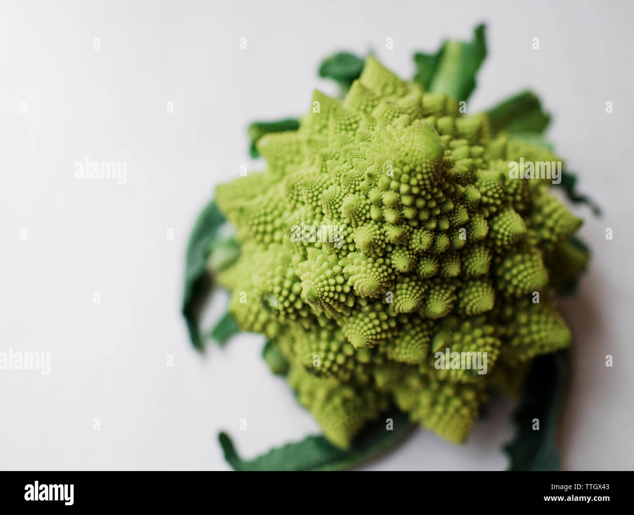 Über dem Kopf der romanescu Brokkoli, grüne Gemüse Stockfoto