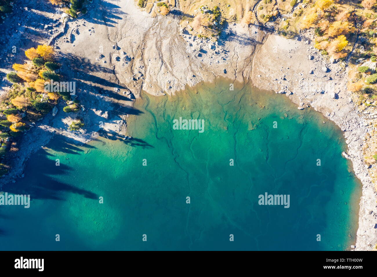 Lago Viola im Herbst, Puschlav, Schweiz Stockfoto