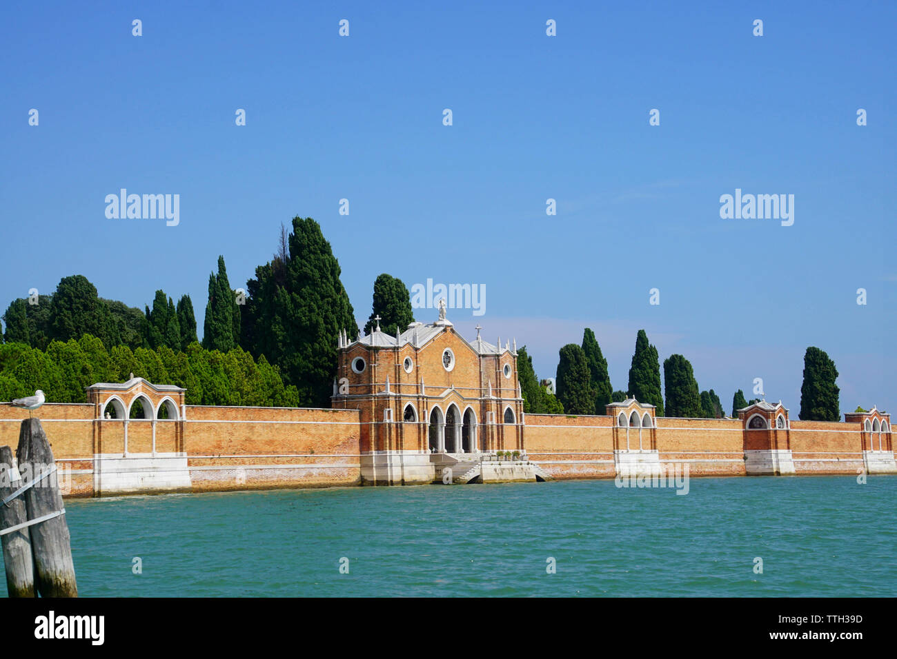 Ziegelwände des Friedhofs Insel San Michele, Venedig, Italien Stockfoto