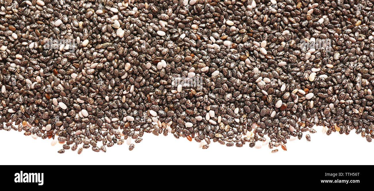 Chia-Samen auf weißem Hintergrund Stockfoto
