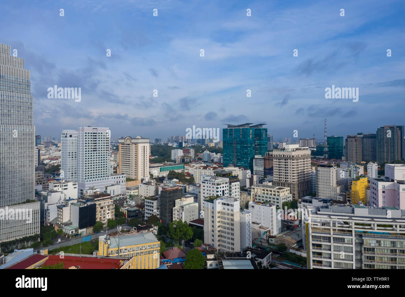Luftaufnahmen von Ho Chi Minh Stadt (Saigon), Vietnam das Morgenlicht. Stockfoto