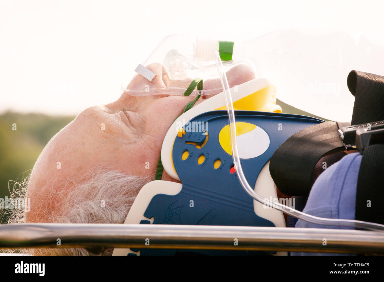 Nahaufnahme der Patient liegt auf Keilrahmen Stockfoto