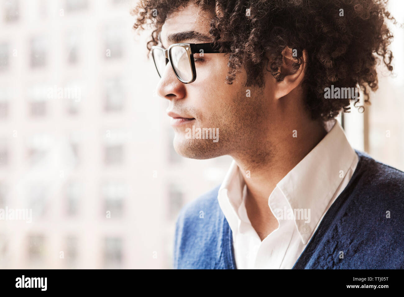 Nahaufnahme der durchdachten Geschäftsmann Stockfoto