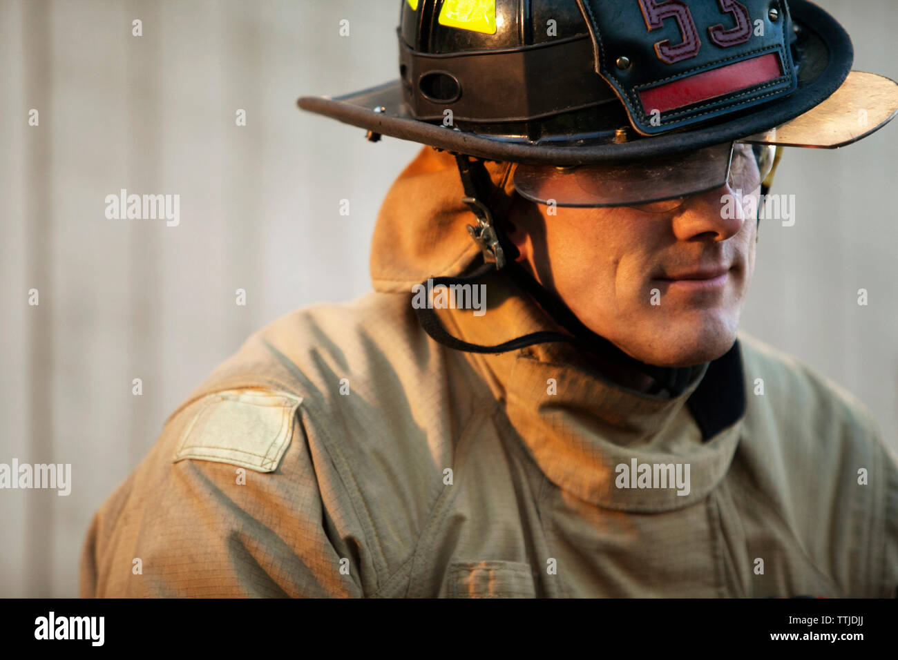 Nahaufnahme der Feuerwehrmann Stockfoto