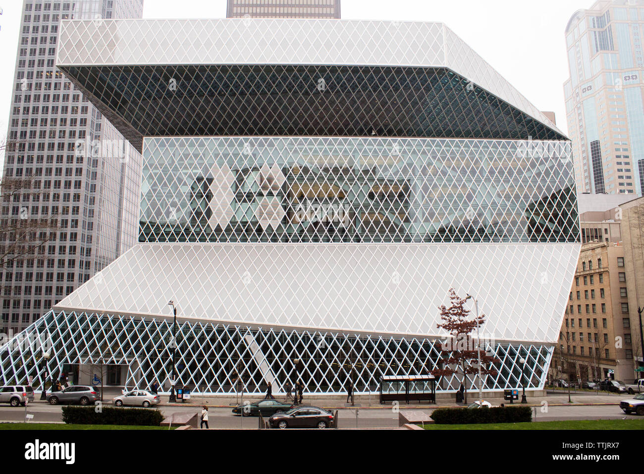 Seattle Central Library in der Stadt Stockfoto