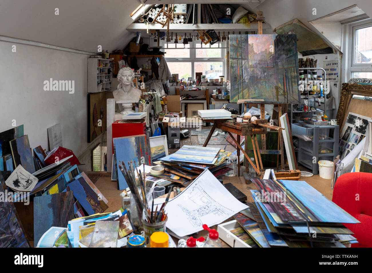 Ein working Artist Studio im Süden Londons Stockfoto